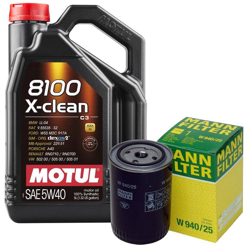 VW Engine Oil Change Kit - Motul 068115561B (5W-40) (X-CLEAN 8100)